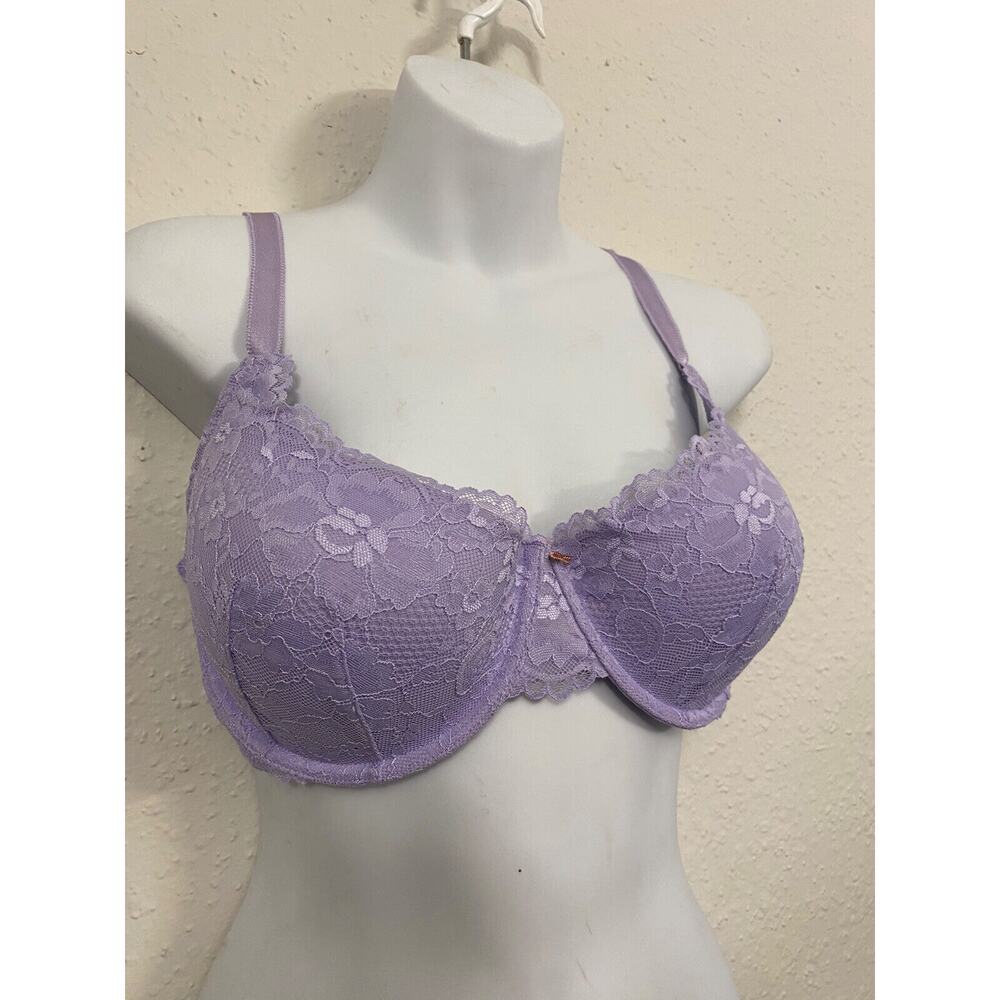 Savage X Fenty Womens 36DD Unlined Lace Balconette Bra Lavender